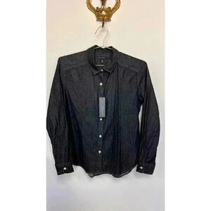 NDSTRY Women's Dark Gray Cotton Long Sleeve Button‎ Up Shirt Size Medium NWT